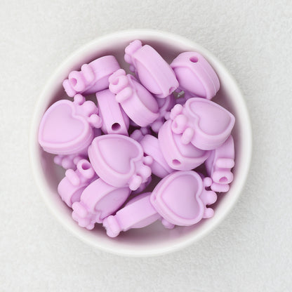 Colorful Heart Crown Silicone Focal Beads 20pcs 4