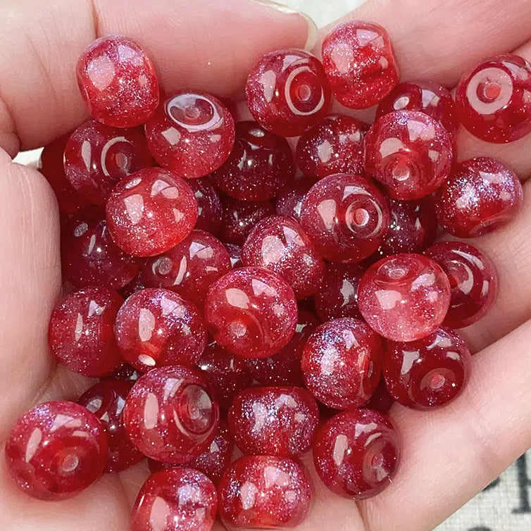 Glitter Powder Apple Resin Beads 8mm Sparkling Colors 30pcs 3