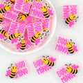 Pink Glitter Bee Mine Silicone Focal Beads 20 pcs