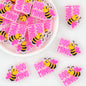 Pink Glitter Bee Mine Silicone Focal Beads 20 pcs