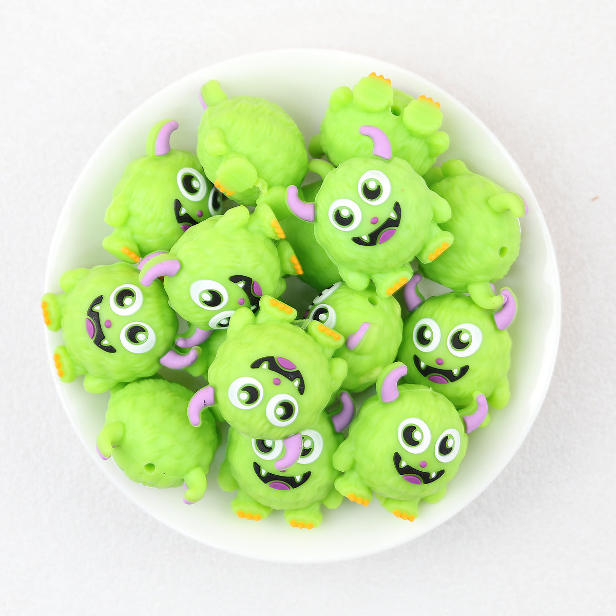  3D Cute Horned Monster Silicone Focal Beads 20Pcs 6