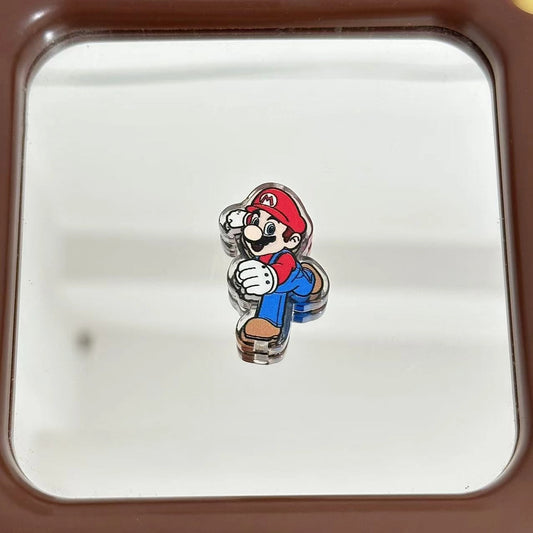 Painted Acrylic Beads Super Mario Embossed Enamel Characters 10pcs 2