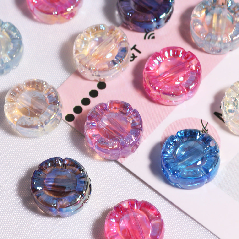 Translucent Colorful Flower Round Acrylic Beads 10mm 40pcs 2