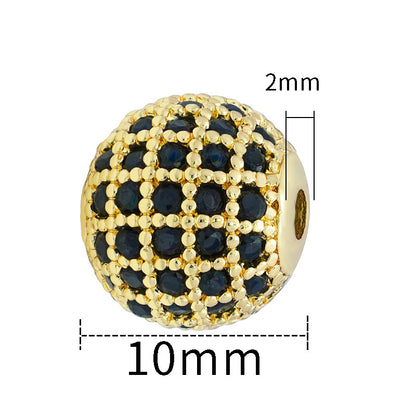 Fancy Zirconia Paved Brass Round Beads 6mm 8mm 10mm 30pcs 11