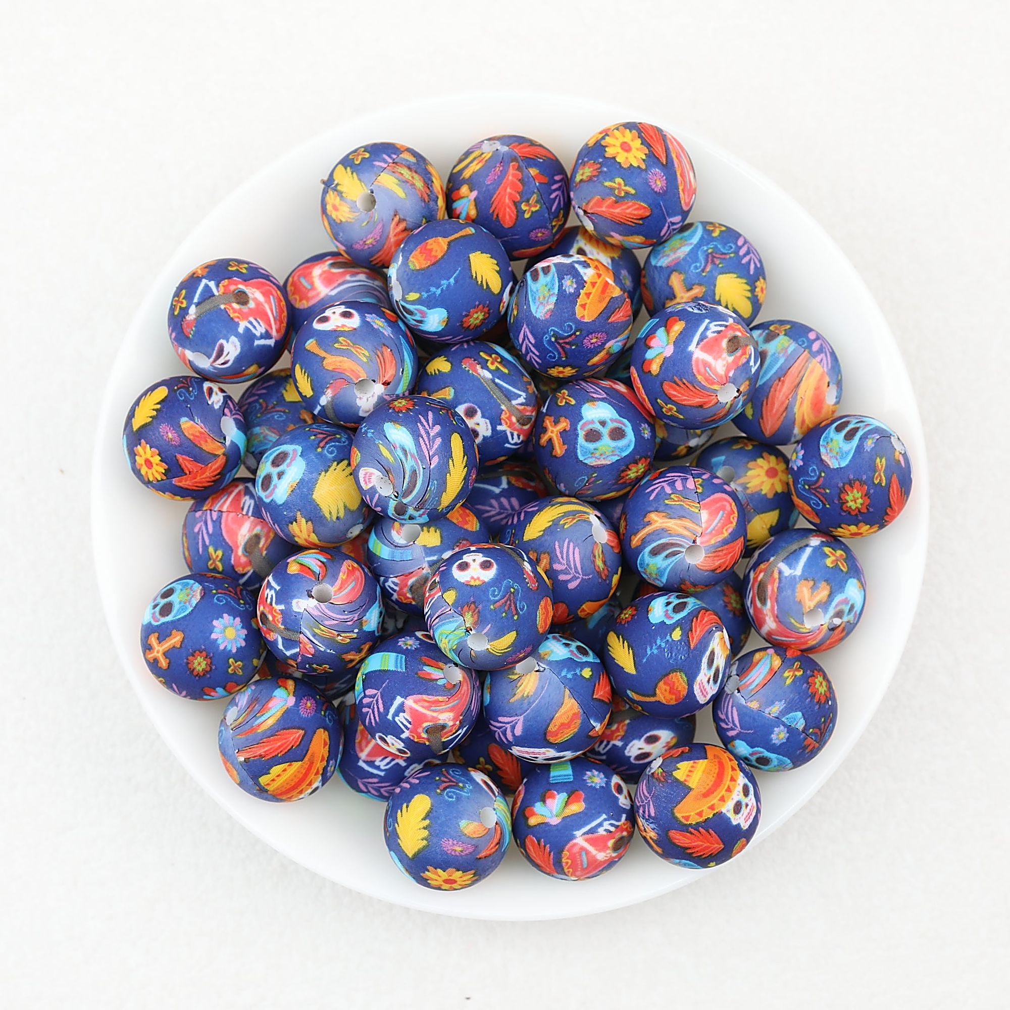 Halloween Printed 15mm Silicone Beads for Jewelry Making 50pcs - Halloween 2