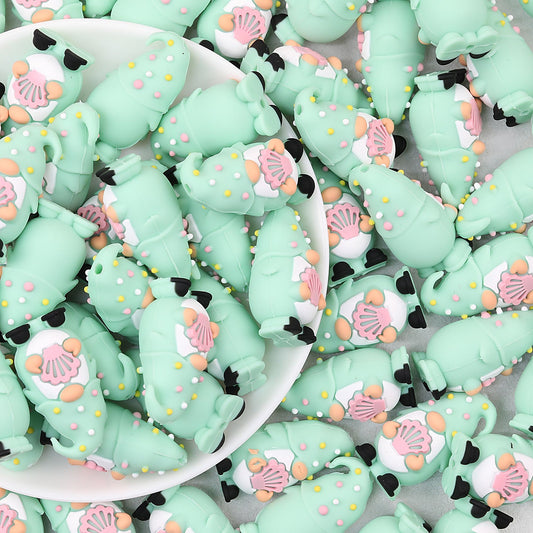 Mint Green Shell Gnome 3D Silicone Focal Beads 20pcs