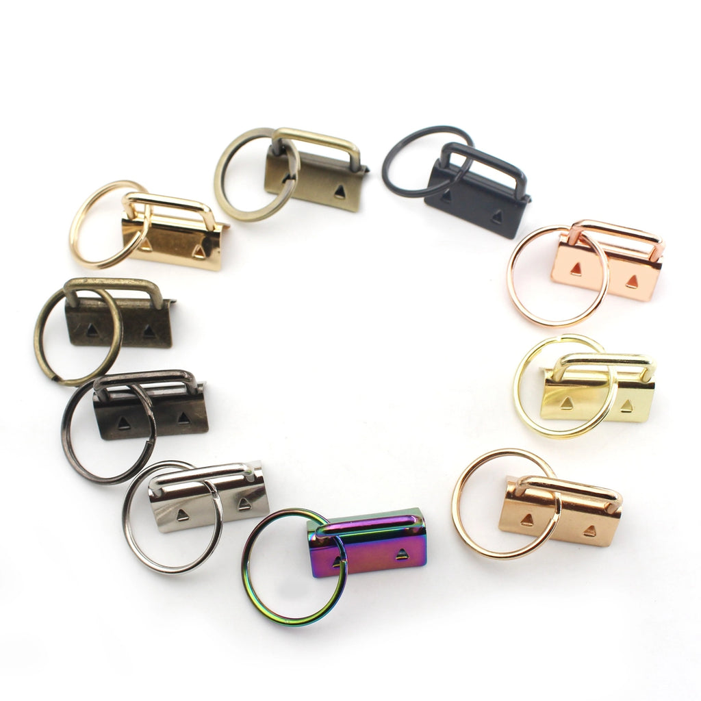 Iron Fob Keychain Clamps 25mm Various Finish Colors 10pcs 3