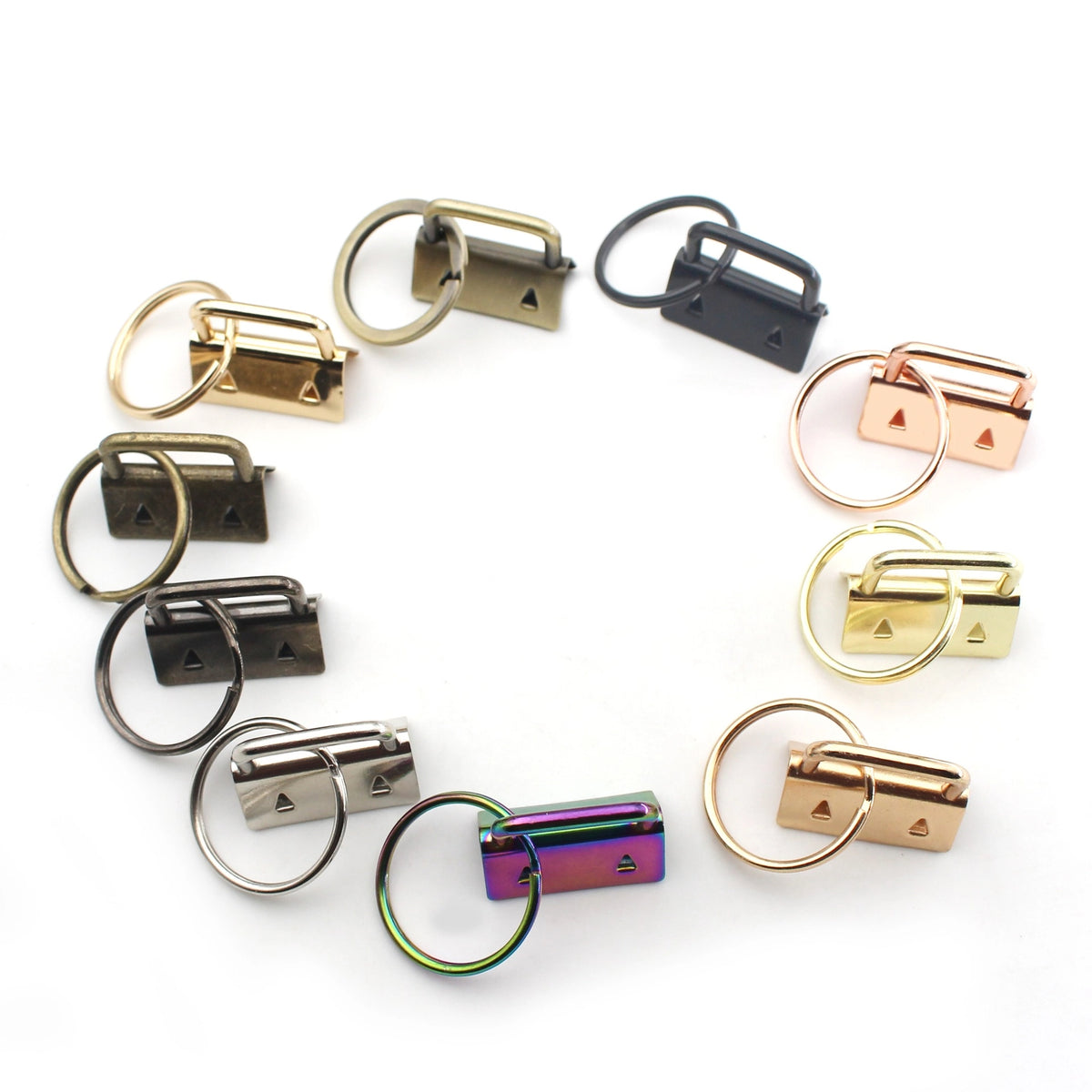 Iron Fob Keychain Clamps 25mm Various Finish Colors 10pcs 3