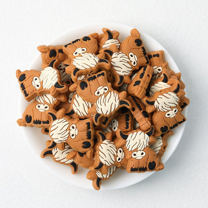 Highland Cow Silicone Focal Beads Colorful 20pcs