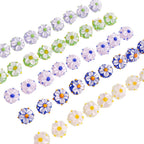 Colorful 14mm Floral Round Glass Beads with 2mm Hole 10pcs 5