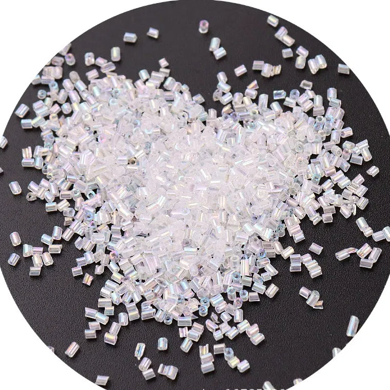 Iridescent Seed Bugle Glass Beads 3mm Mixed Colors 3000pcs 3