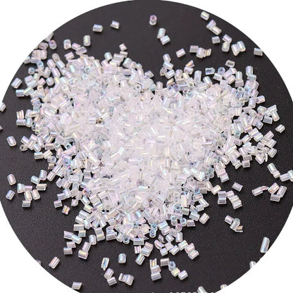 Iridescent Seed Bugle Glass Beads 3mm Mixed Colors 3000pcs 3