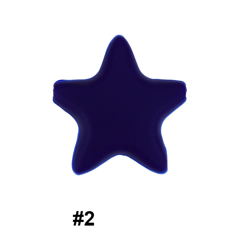 Star Shaped 45mm Silicone Beads Smooth Surface 50pcs 20