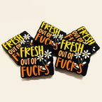 Silicone Focal Beads Fresh Out Of Fucks Bold Yellow Lettering Daisy Design 20pcs