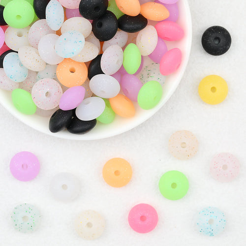12mm Glitter Silicone Round Spacer Beads Assorted Colors 50pcs