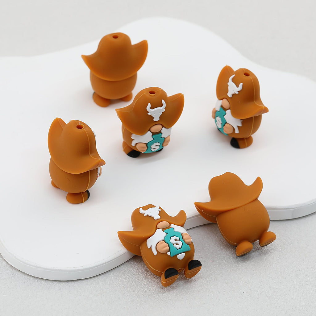 3D Brown Cowboy Money Bag Silicone Focal Beads 20pcs