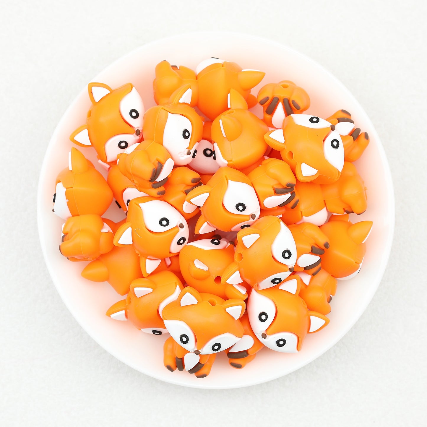 3D Multicolor Sitting Fox Silicone Focal Beads 20Pcs 3