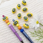 Silicone 3D Focal Beads Rugby Ball Yellow Realistic Stitching 20pcs 3
