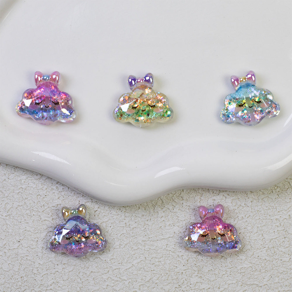 Glitter Bow Cloud Resin Beads 25mm Pastel Sparkle 10pcs 2