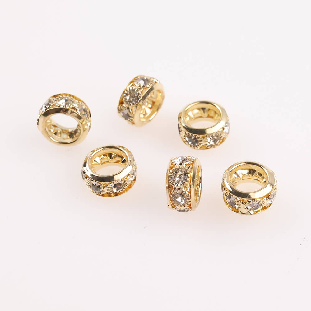 Rhinestone Spacer Beads 12mm Large Hole Gem 50pcs