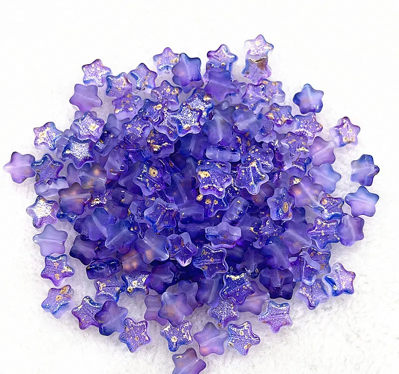 Pentagonal Star Glass Beads 8mm Transparent Pastel Colors 30pcs 30