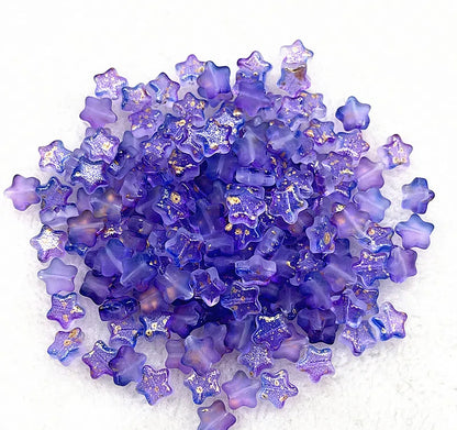 Pentagonal Star Glass Beads 8mm Transparent Pastel Colors 30pcs 30