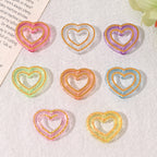 Gold Foil Hollow Heart Acrylic Beads 24mm Mixed Colors 50pcs 3
