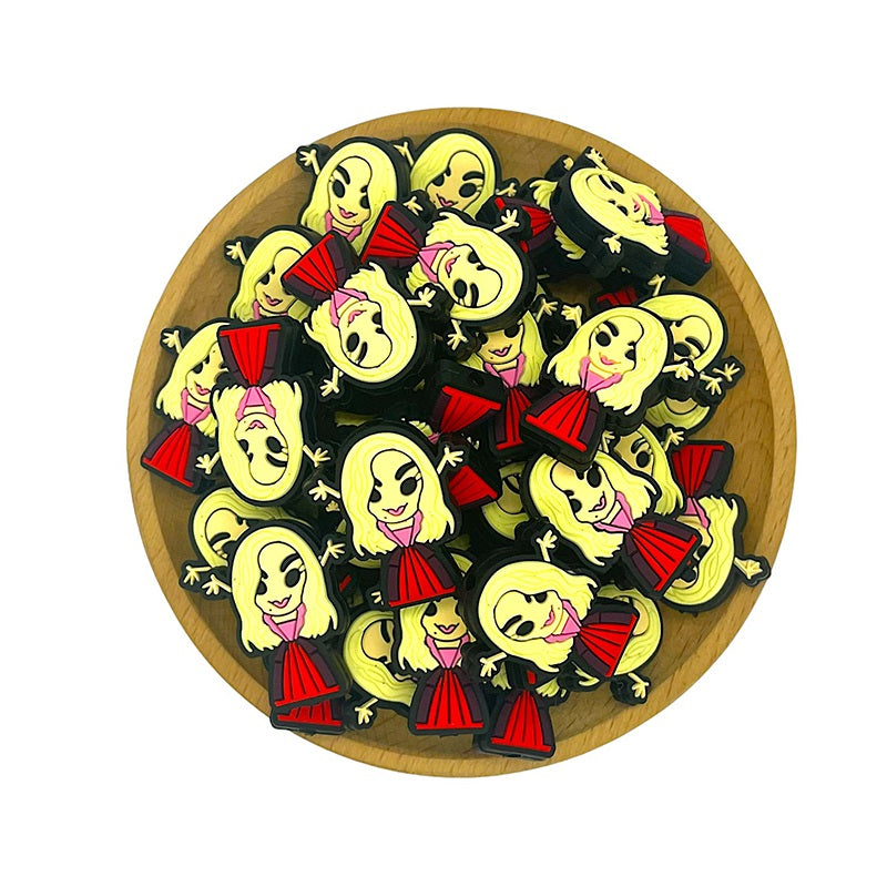 Silicone Focal Beads Halloween Sanderson Sisters Layered Textural Detail 20pcs 2