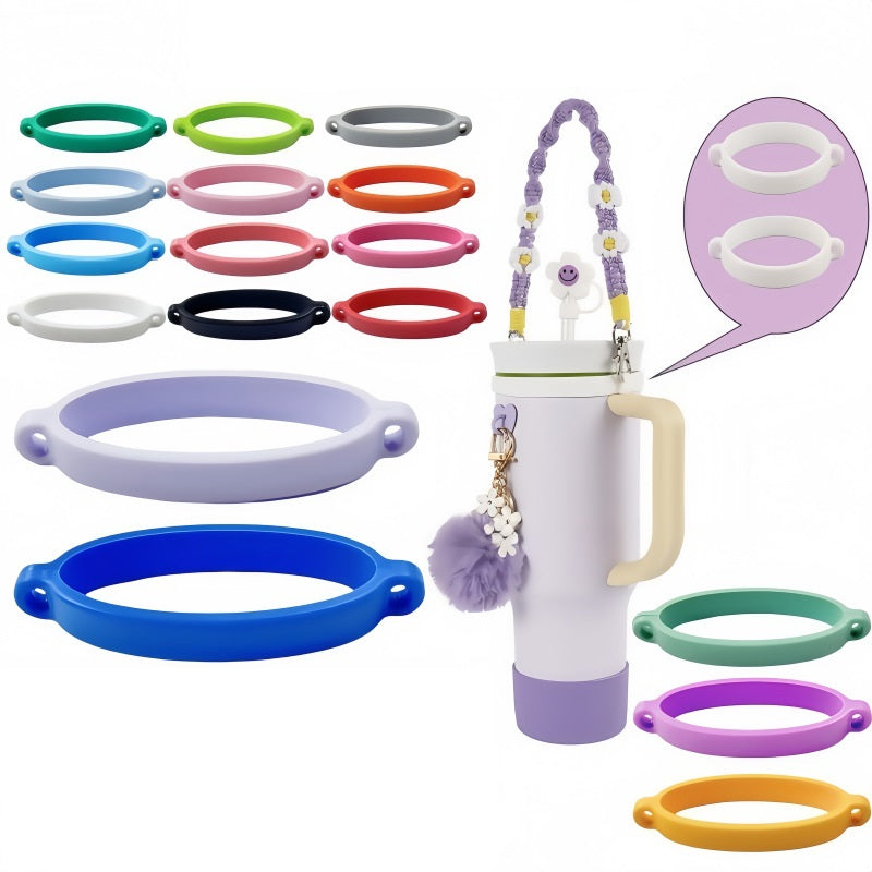 Beadable Silicone Tumbler Chain Holders Flexible Colorful PU Leather 10pcs