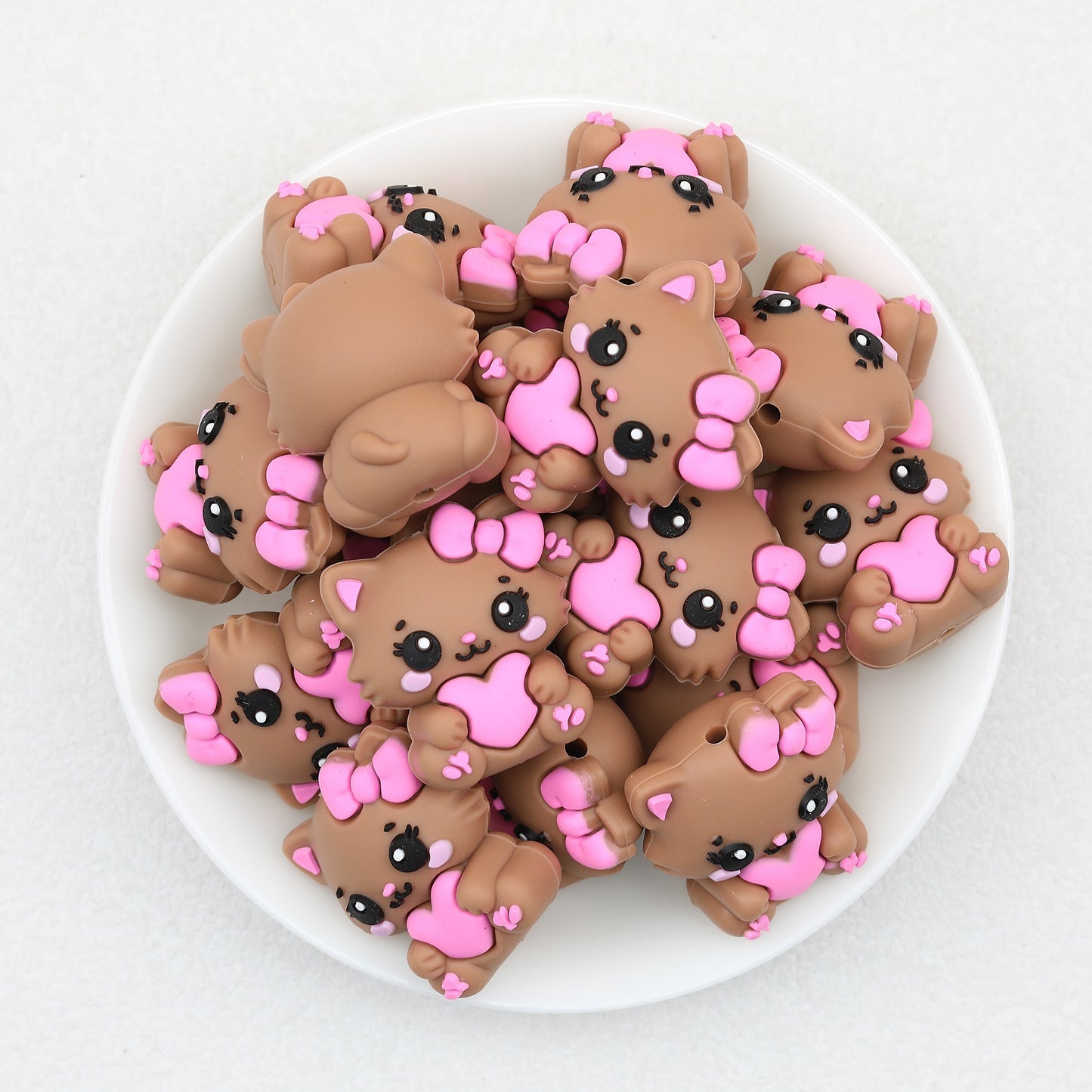 3D Cat Heart Bow Silicone Focal Beads  20 pcs 5