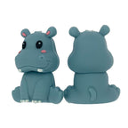 Silicone 3D Focal Beads Hippo Forward Facing Slate Gray