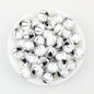 15mm Halloween Spider Web Printed Silicone Beads White Black 50pcs - Spider