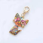 Metal Cartoon Cat Keychain Gold Outline Pastel Colors 4