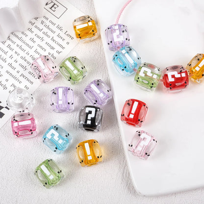 Transparent Dyed Core Acrylic Question Mark Cube Beads 20pcs 11mm