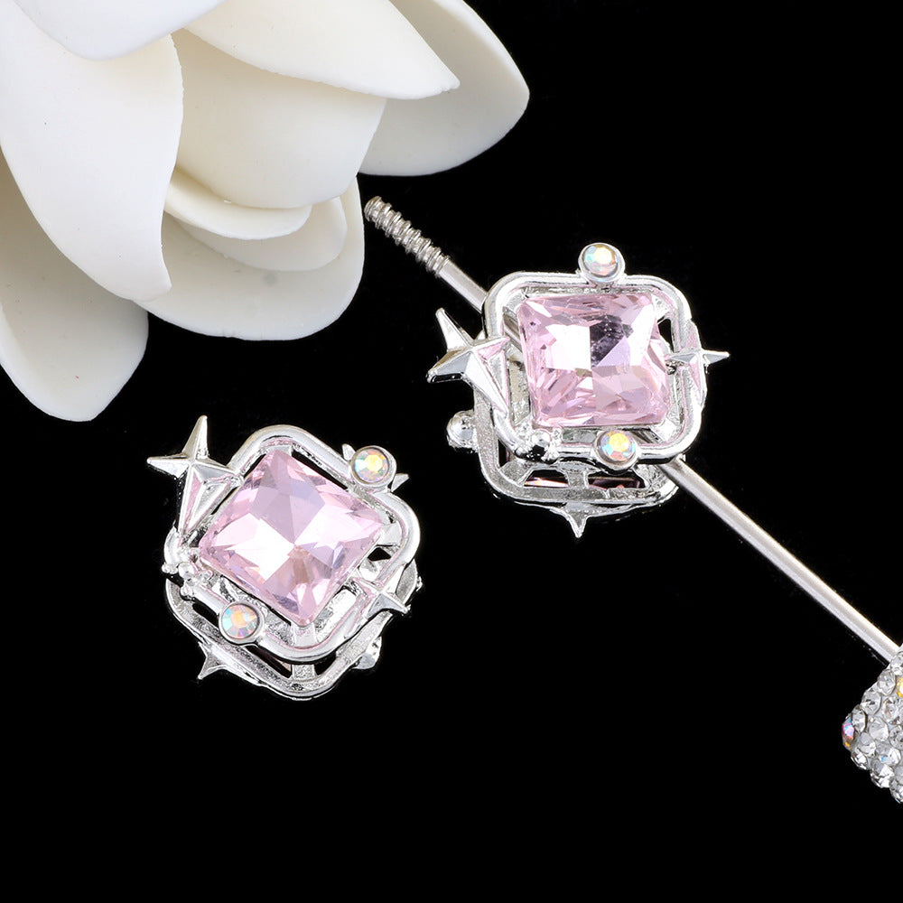 Rhinestone Alloy Star Frame Square Beads 23mm 5pcs 8