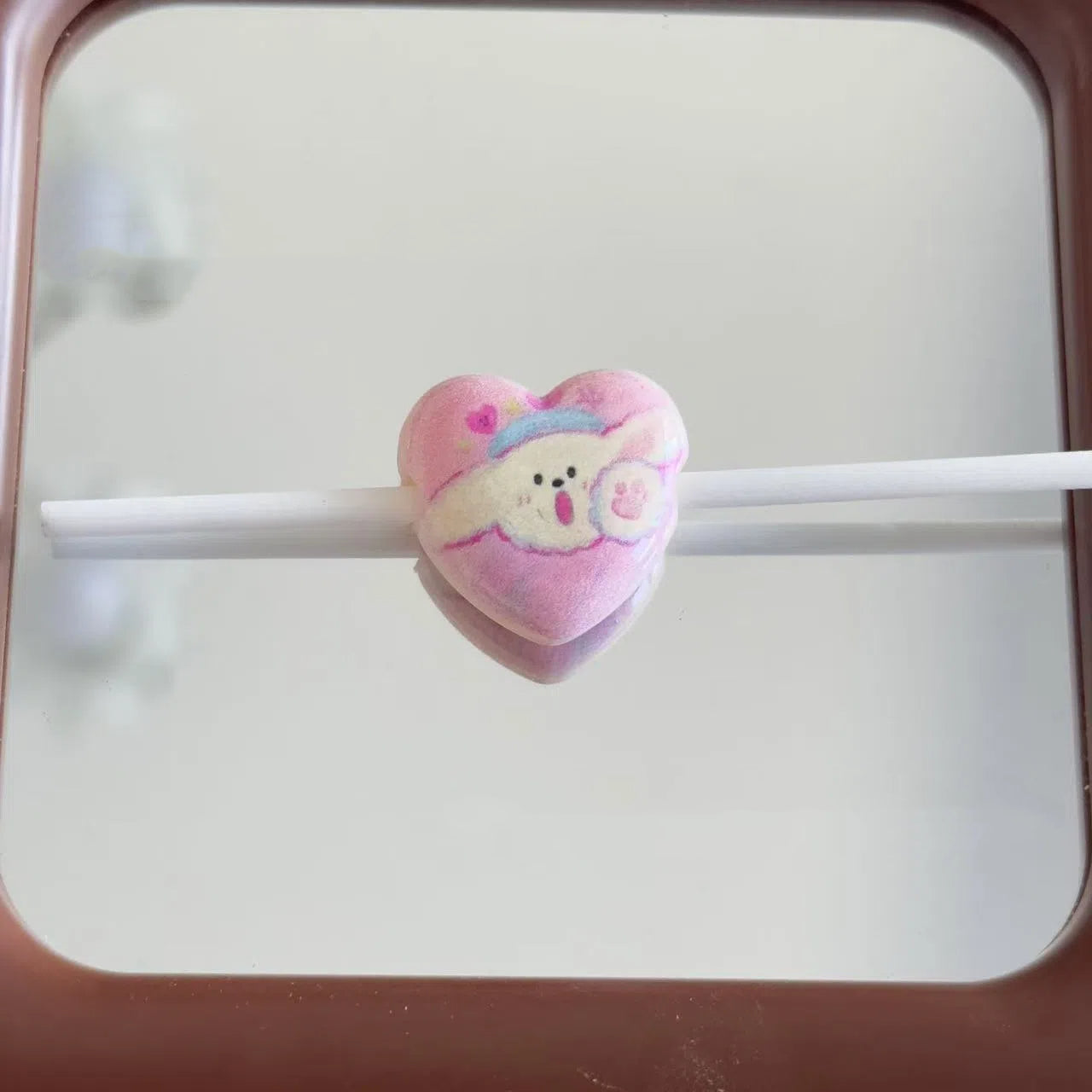 Cartoon Zoo Series Heart Acrylic Beads 25mm Pastel Colors 10pcs 11