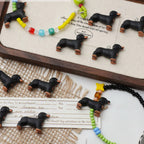 3D Adorable Dachshund Resin Beads 27mm Glossy Black 1pc