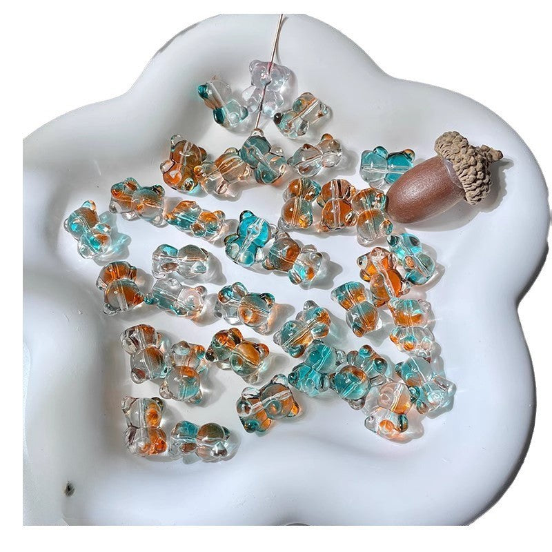 Bear Transparent Glass Beads 12mm 14mm Multicolor 50pcs 5