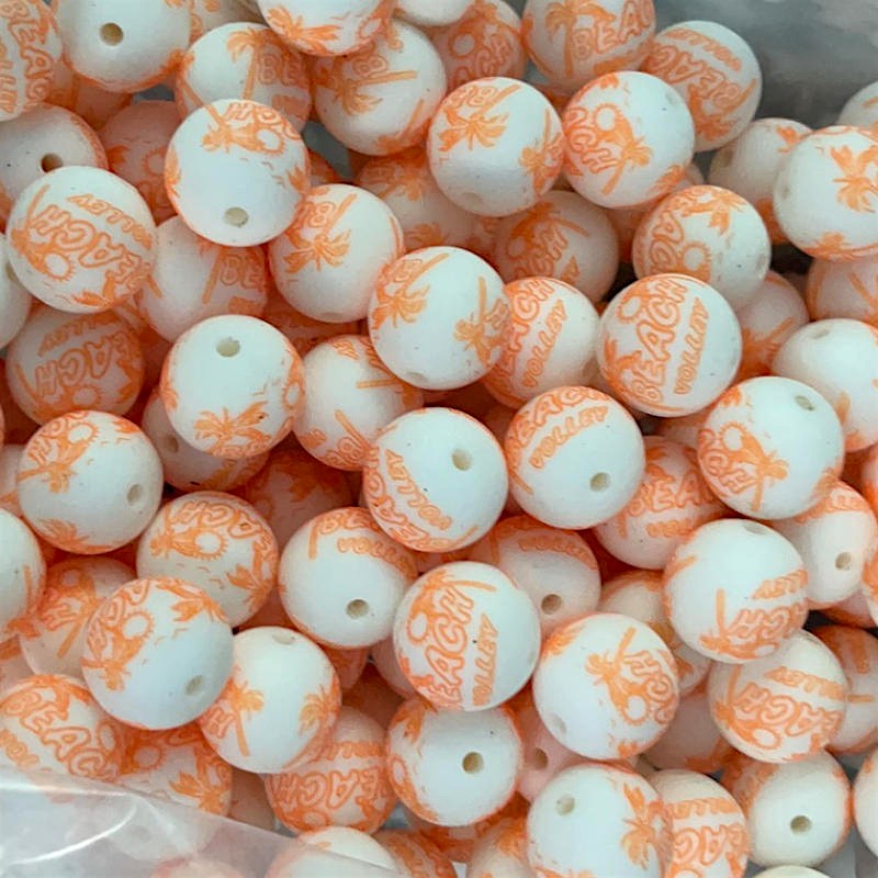 15mm Silicone Beads Beach Volley Print 50pcs 2
