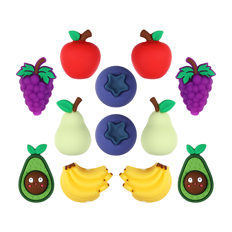 Silicone 3D Focal Beads Fruity Aroma Smiling Avocado Star Blueberry 20pcs 10