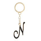 Metal Fashion Letter Keychain Black and Gold Script Design 18