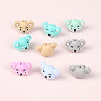 Silicone 3D Focal Beads Koala Head Multi Color Pastel Shades 20pcs 3