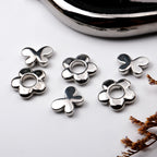 Plating Flower Butterfly Acrylic Beads 17-19mm Silver Metallic 100pcs