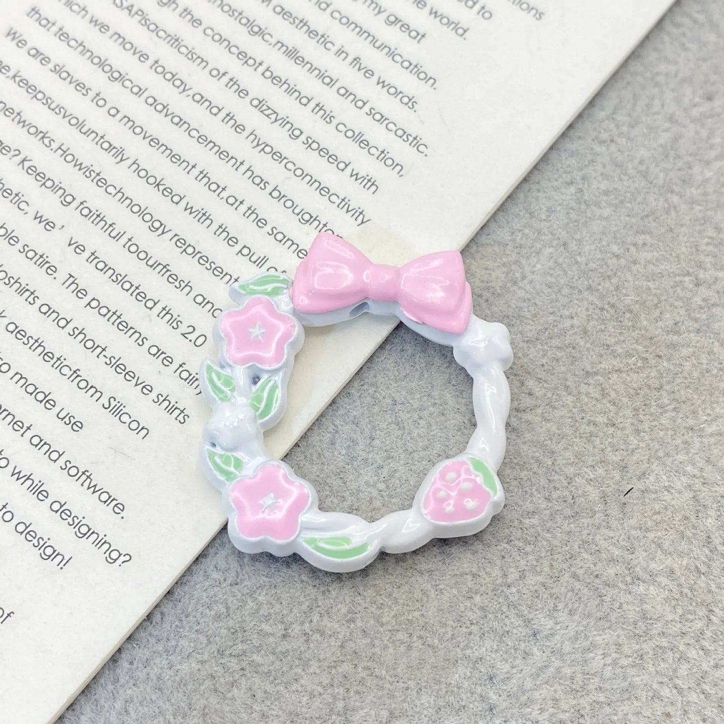 Bow Wreath Metal Beads 31mm Painted Enamel Alloy 10pcs 6
