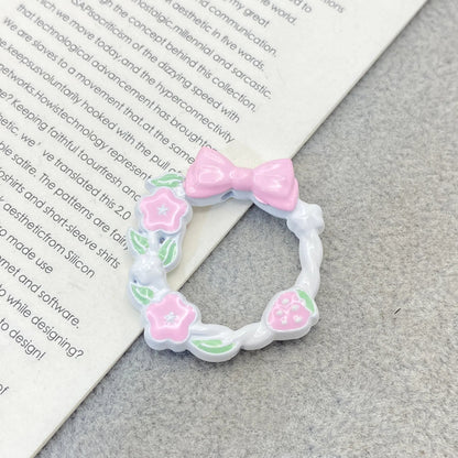Bow Wreath Metal Beads 31mm Painted Enamel Alloy 10pcs 6