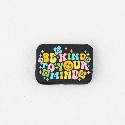 Be Kind To Your Mind Silicone Focal Beads Colorful 20 pcs - Colorful