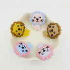 Silicone Focal Beads Lion Pastel Mane Animal Faces 20pcs