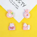 Plating Cute Bunny Donut and Envelope Resin Beads Glossy Pastel 10pcs