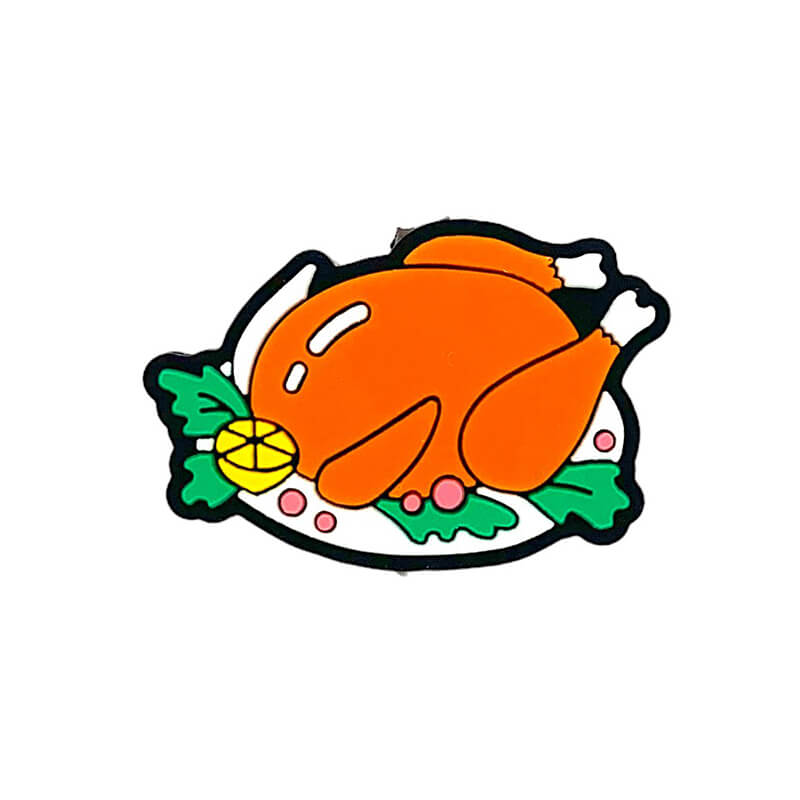 Silicone Focal Beads Thanksgiving Roasted Chicken Circle Badge