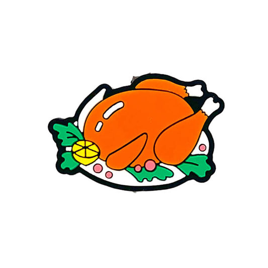 Silicone Focal Beads Thanksgiving Roasted Chicken Circle Badge